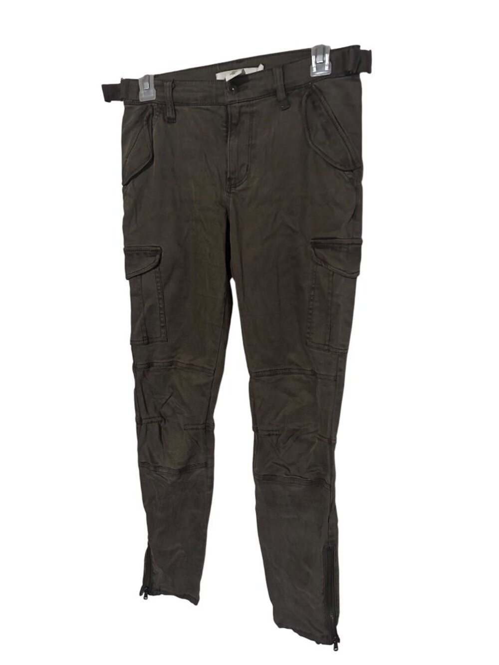 L.O.G.G. green cargo pants with adjustable waist size 4